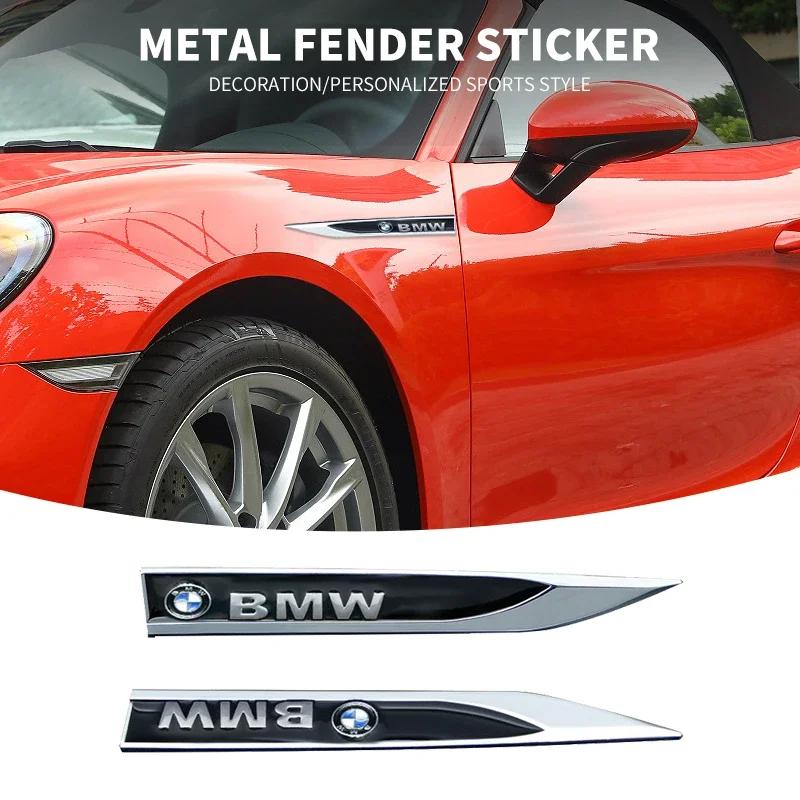 XWFVI1 Metal Car Emblem Logo Fender Blade Decal Badge For bmw e46 e39 e90 e60 e30 f10 f11 f20 f30 g20 g30 x1 x3 x5 z4 Auto Accessories
