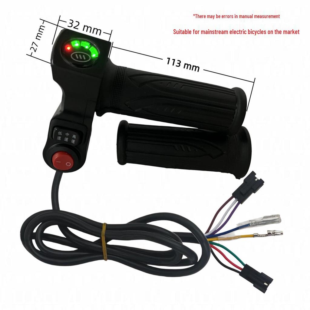 Four-Light Handlebar Switch + 23-Speed Electric Bike Throttle with Voltage Display
