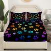 Color Dog Paw Print Pattern Bed Hat Four-Piece Bedding Set Bedroom Dormitory Bedding Decoration