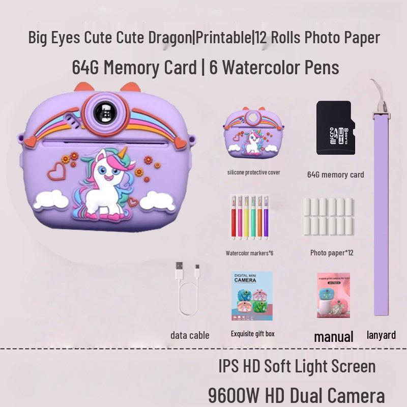 HD Digital Dinosaur Polaroid Camera for Kids and Adults - Birthday Gift Z13