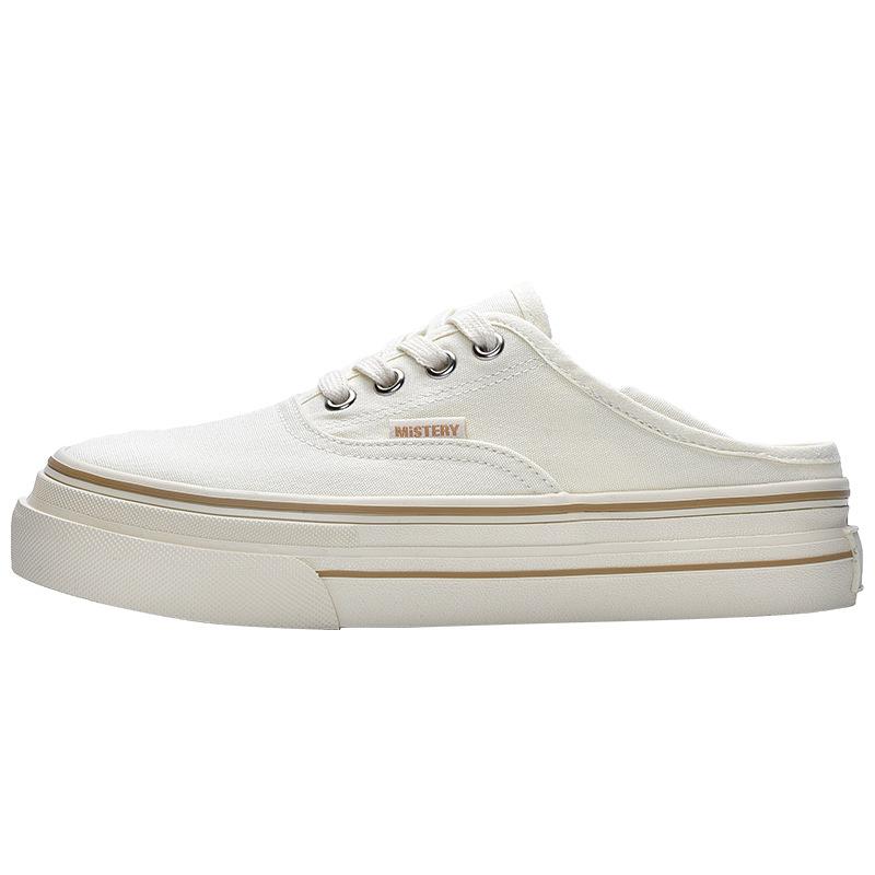Half-drag canvas shoes women's 2025 new spring retro two-wear cloth shoes women's Hong Kong-style versatile board shoes ins tide