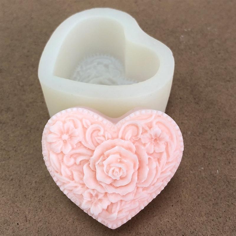 3D Love Heart Rose Silikon Flexibilní potravinářská forma Jílová pryskyřice Keramika Candy Fondant Candy Čokoláda Forma na mýdlo