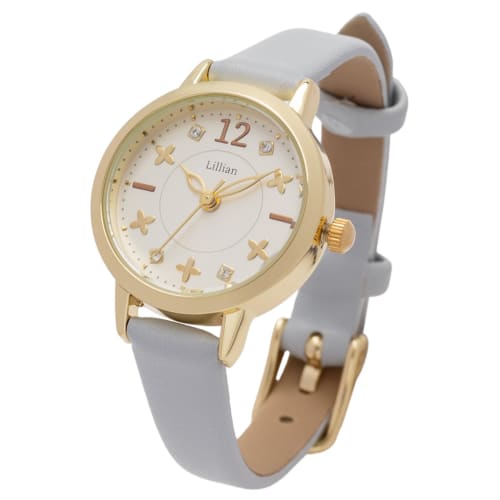 

Fieldwork Women s Analog Watch with Leather Strap and Stone Dial, Flower Design, White, Blue, JN031-4