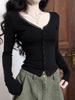 American Pure Desire V-Neck Long-Sleeved Cardigan Top, 2025 Autumn New Arrival, Women's Sexy Base Layer.