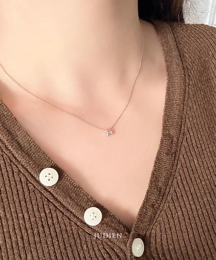 Judien 14K 18K Mini Baguette Lab Diamond Necklace (Type B)