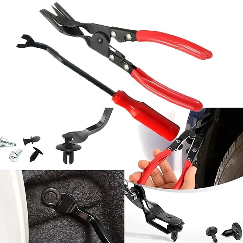 2Pcs Auto Fastener Trim Removal Tool Kit Car Panel Clip Removal Pliers Tools Clip Push Pin Removal Pliers Plier Door Panel Tool