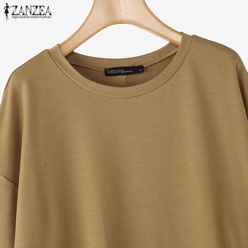 ZANZEA Damen Lässig Rundhals Locker Langarm Pullover Bluse
