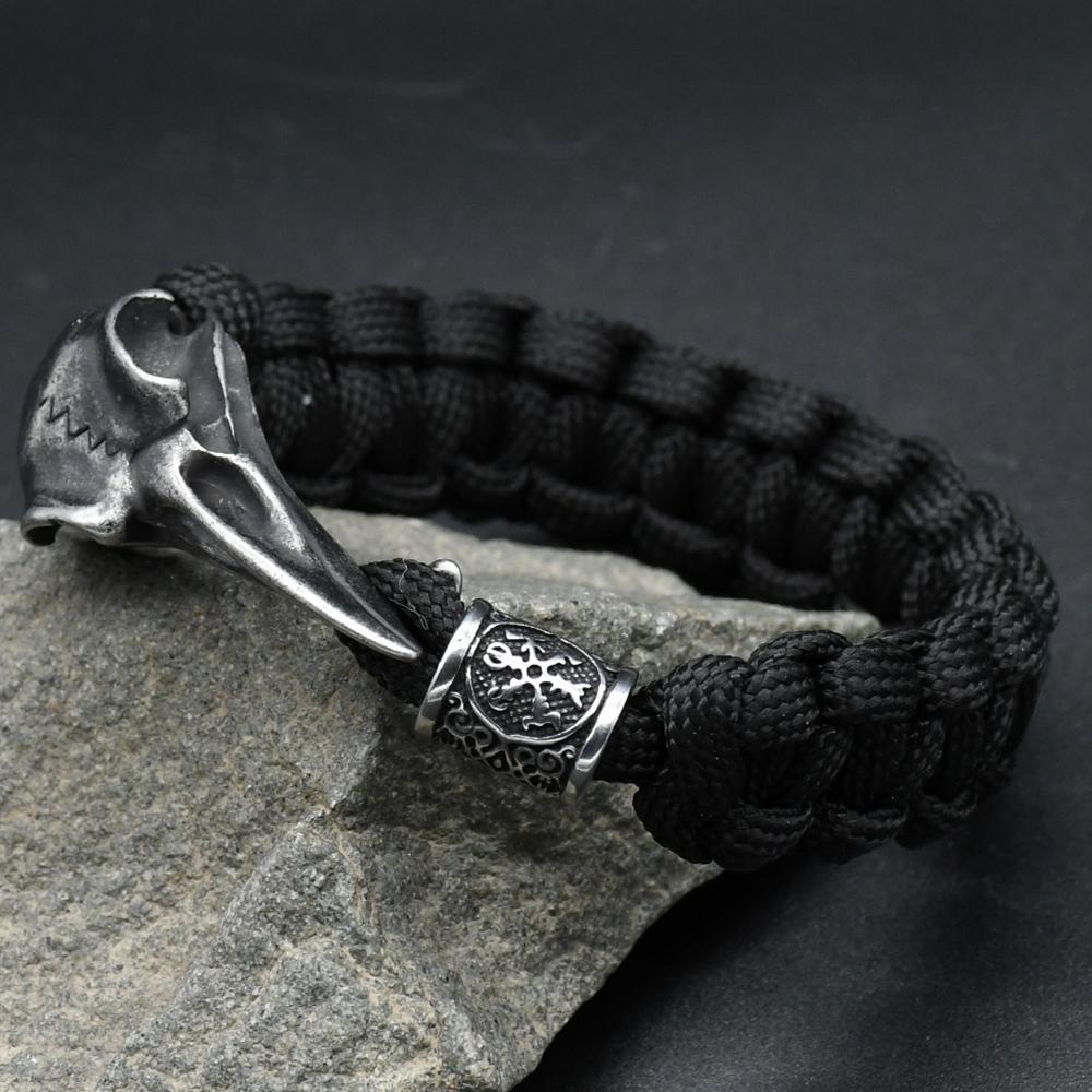 Roestvrij Staal Viking Odin Raaf Schedel Armband Mannen Vrouwen Gotisch Diy Valkut Teiwaz Kralen Wicca Sieraden Accessoires