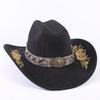 Popular European and American Classic Suede Western Cowboy Hat Men's and Women's Big Brim Embroidered Outdoor Sun Hat
