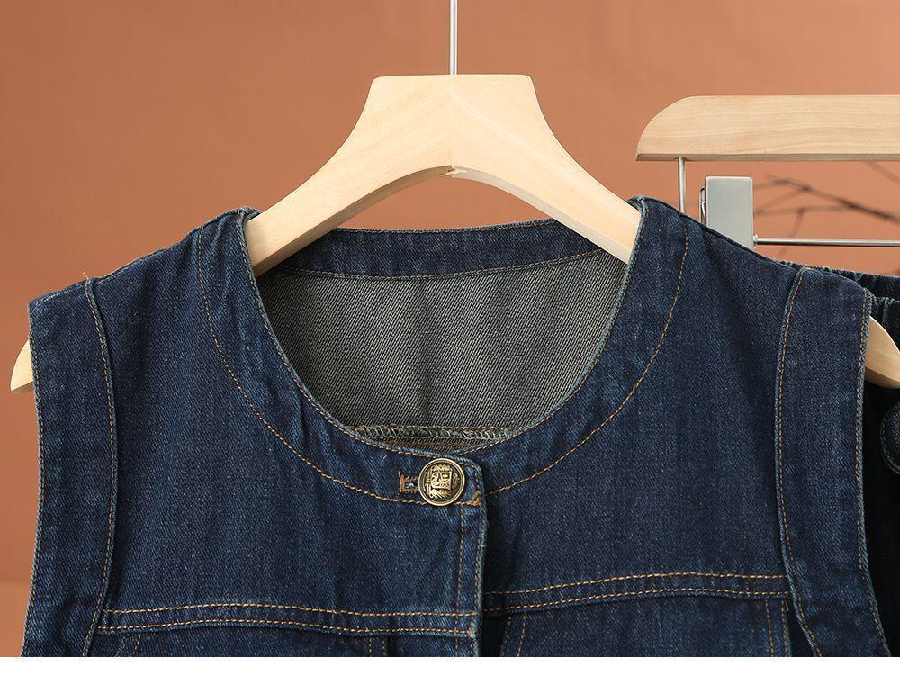 Women's 2025 Autumn Fashion Denim Vest and Wide-Leg Pants Set