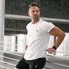Men's Muscle Shark Elastic Sports T-Shirt: Round Neck, Short Sleeve for Bodybuilding, Running, Training, and Basketball.