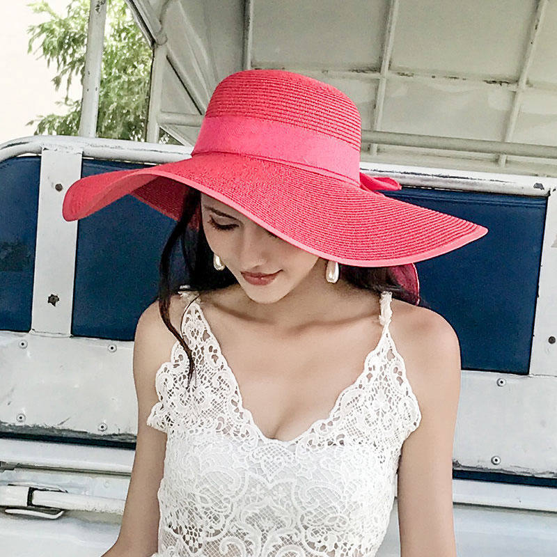 Straw hat beach big brim hat sun hat small fresh trendy girl versatile face cover sun hat