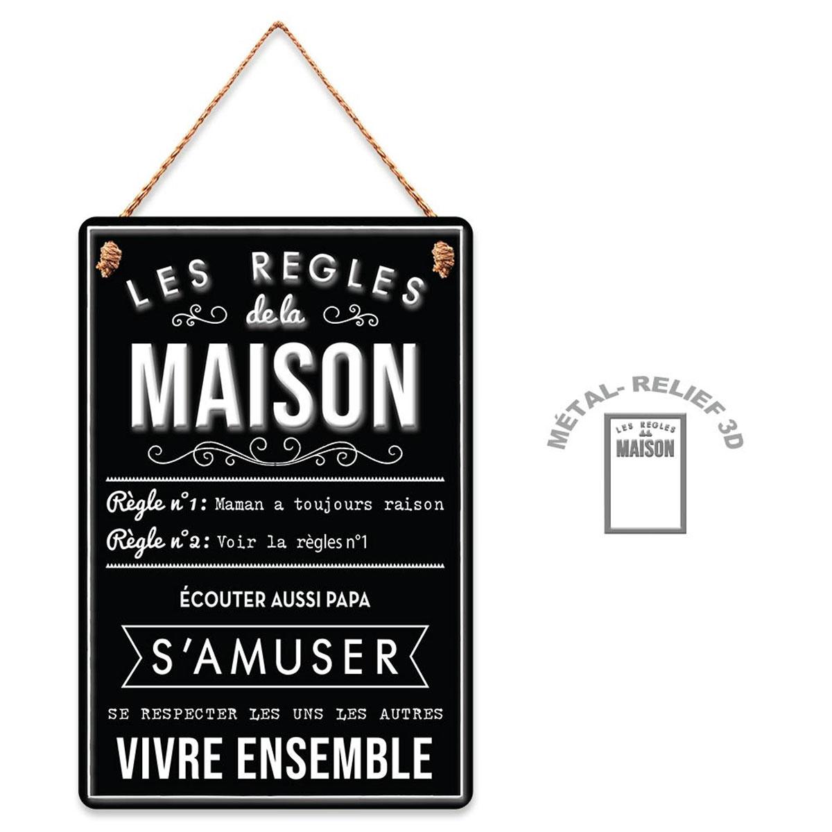 

Les Trésors De Lily [R5068] - Тарелка металлическая Правила дома черная - 30x20 см