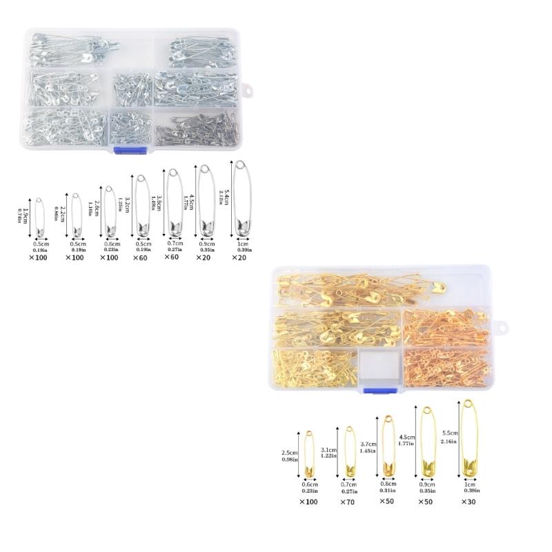 300/460Pcs Heavy Duty Alloy Safety Pins With Storage Box For Sewing Craft Hemming Dressmaking Clothing Accessories
