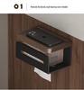 Punch-Free Black Walnut Paper Towel Holder & Wall-Mounted Tissue Dispenser with Mobile Phone Rack