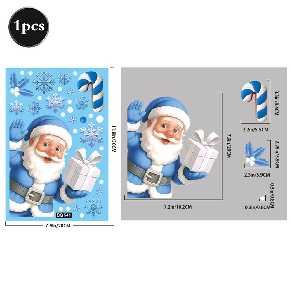 2026 Christmas Window Stickers Santa Claus Reindeer Snowmen PVC Static Glass Stickers No Glue Reusable Christmas Home Decoration