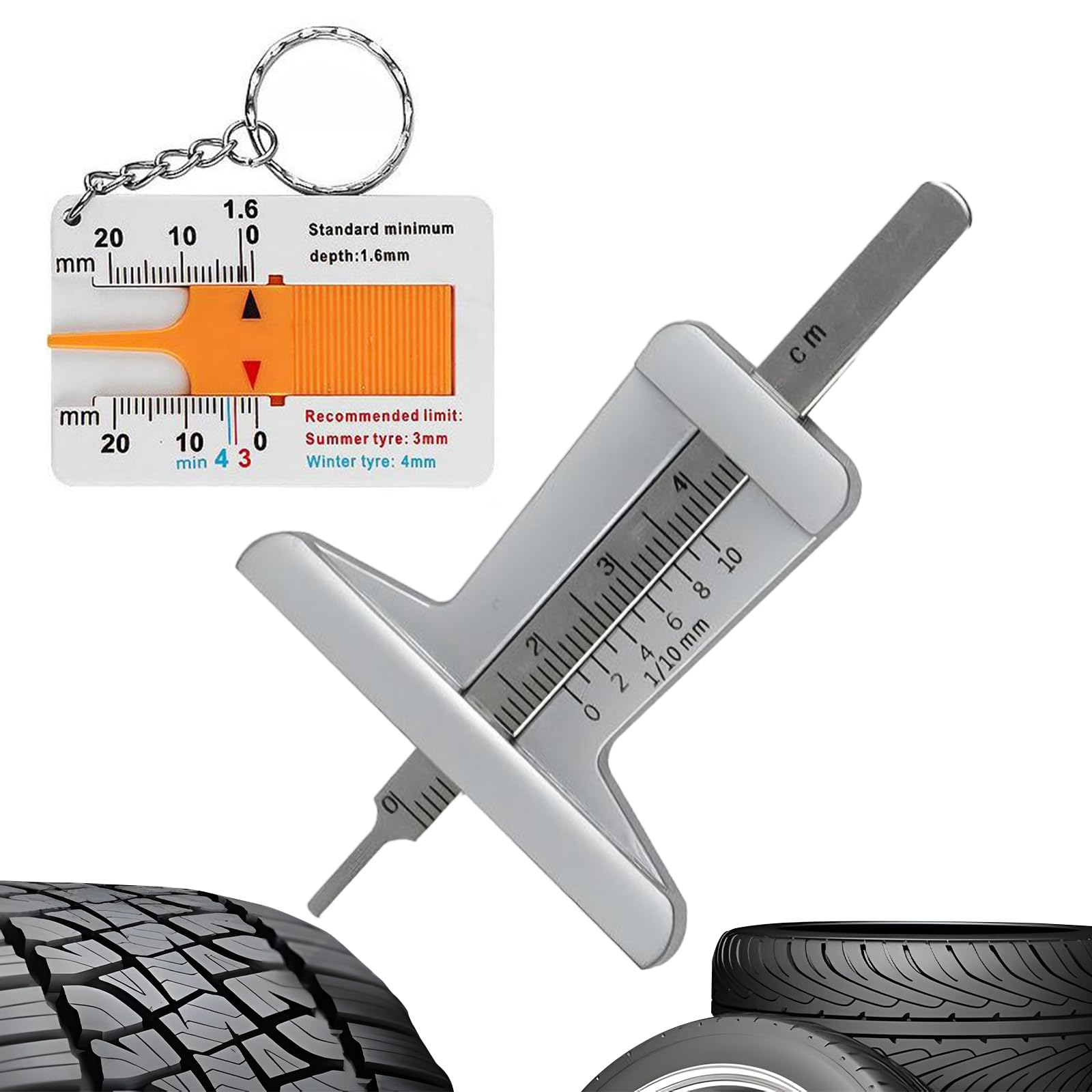 

Aninako Depth Gauge Tire, Set of 2, Includes 1 0-50 mm Stainless Steel Tire