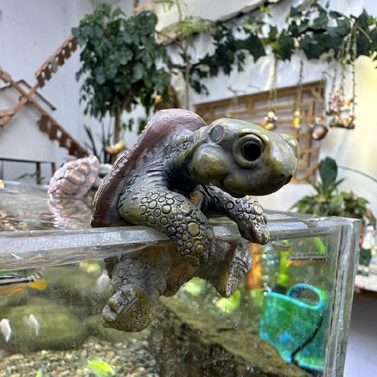 Gartencharme Realistische Schildkröten Blumentopfhänger Harzfigur Statue Hängender Schmuck für Terrassen und Zaun Aquarien Dekorationen