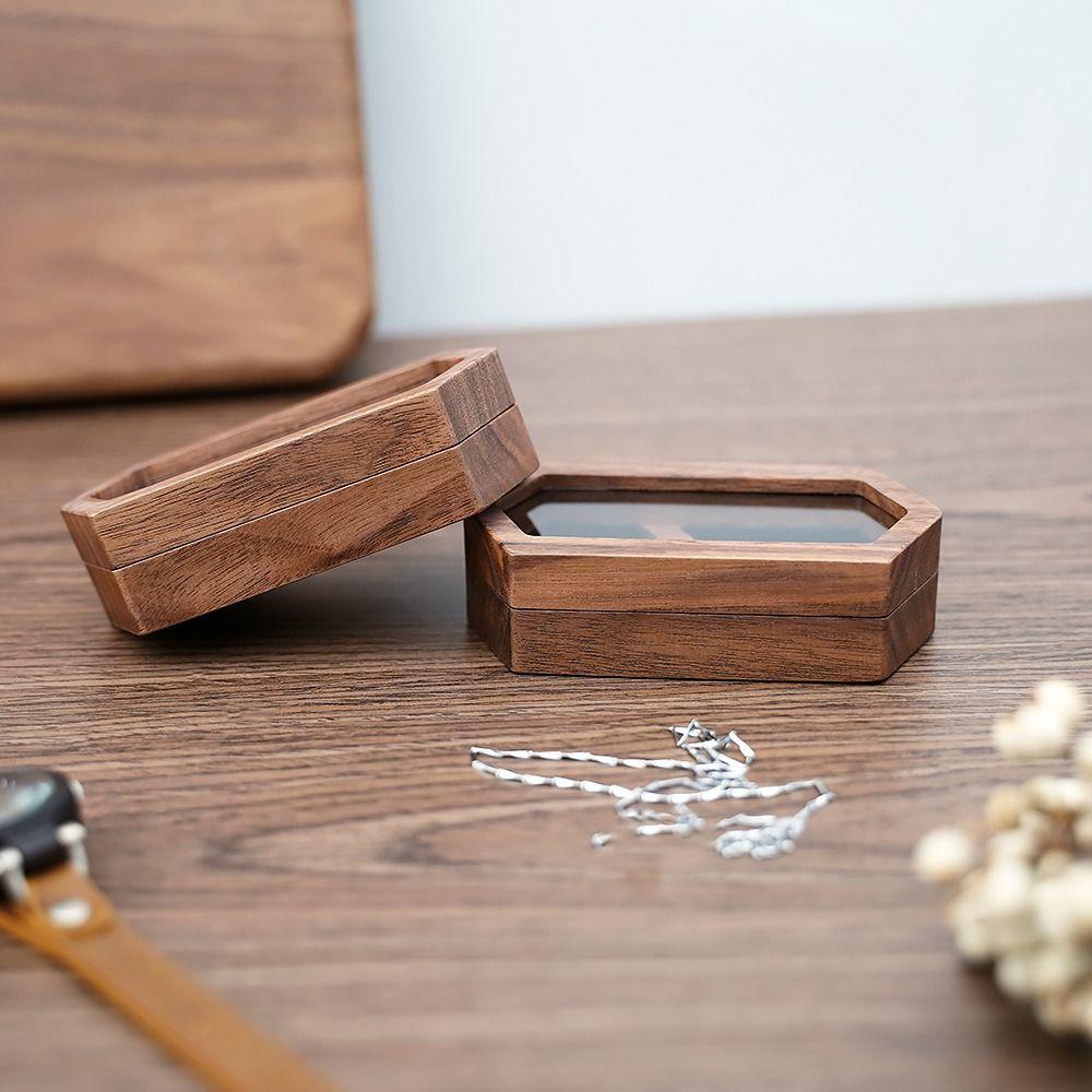 Velvet Rings Bearer Box Luxury Rings Display Case Multi-function Mini Wood Rings Box Gifts