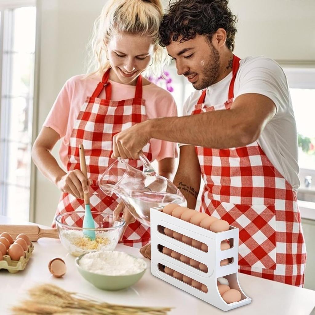 4 Tiers Egg Holder Automatic Rolling Egg Dispenser For Refrigerator Organizer Eggs Storage Container for Countertop