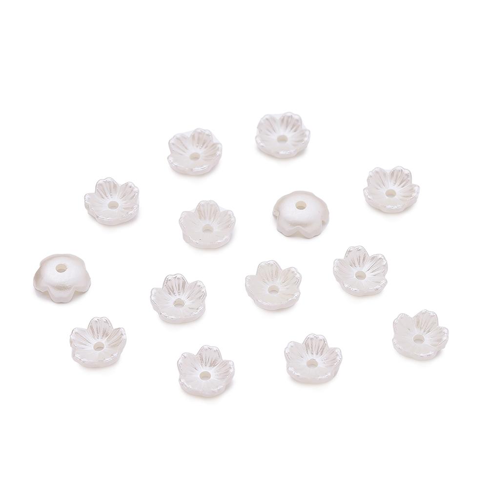 50pcs/Lots ABS Artificial Pearls Flower Beads Caps Spacer Beads for DIY Necklace Bracelet Phone Chain Jewelry Making Accessories