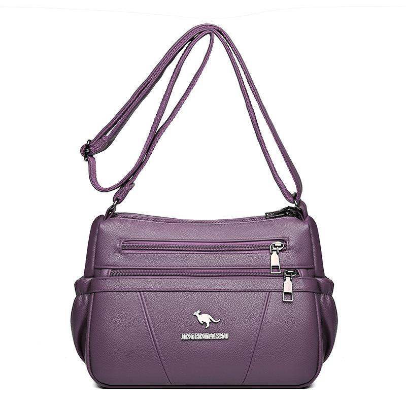 Borsa da donna in morbida pelle, grande capacità, borsa per mamma di mezza età, borsa a tracolla multistrato, borsa per cellulare, piccola borsa quadrata