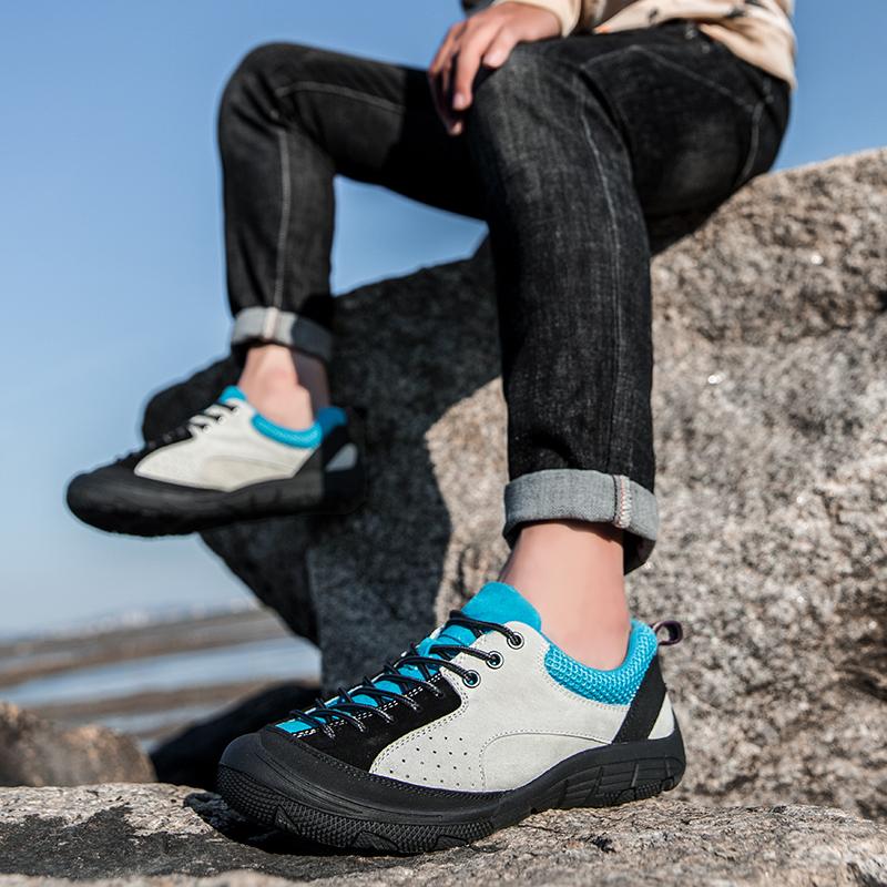Echtes Leder Herren Wasserdichte Wanderschuhe Leichtgewicht Outdoor Trekking Ganztägiger Komfort