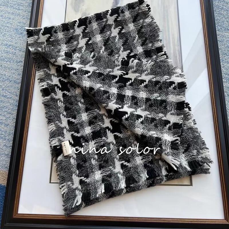 NINA SOLOR Versatile 100% Cashmere Plaid Scarf