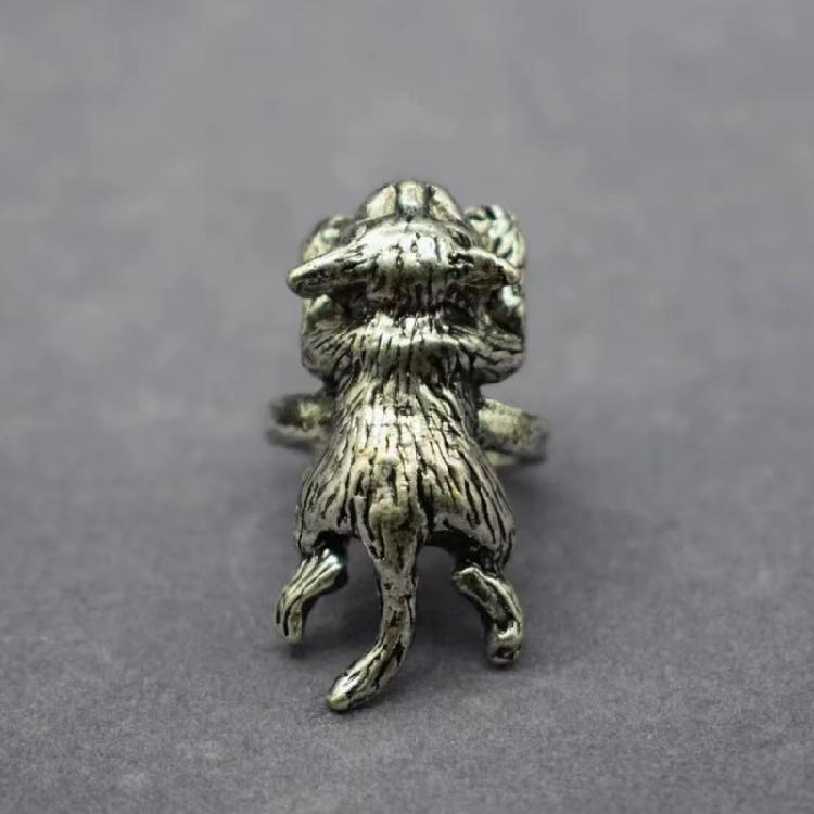 Cats Shaped Ring With Opening Feature Trendy Alloy Jewelry For Girls And Women Stylish Everyday Accessory