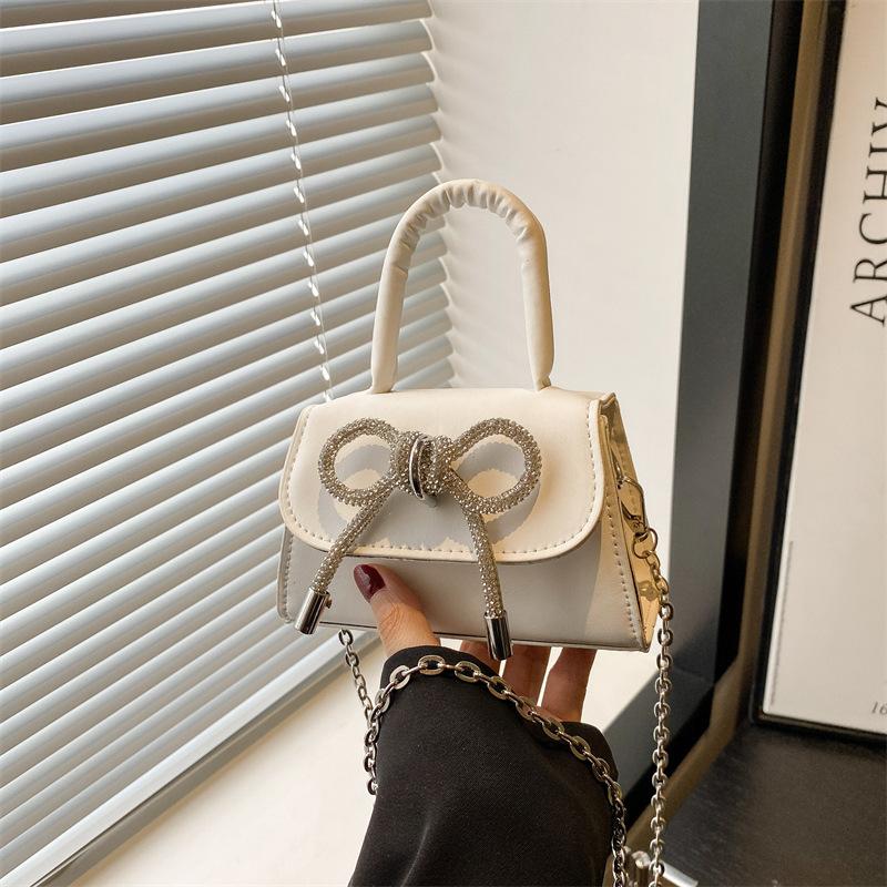 Niche premium textured women's bags spring new bow small square bag single shoulder crossbody handbag women