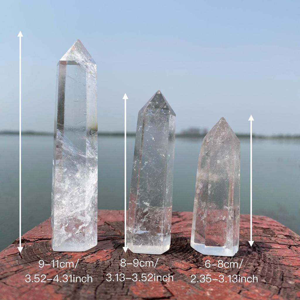 1 pc Natural Clear Quartz Crystal tower point - Hexagonal Prism Stone For Home Decoration, Clear And Polished, Classic Style Crystal Decoration.