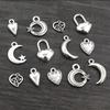 40pcs Antique Silver Plated Moon Heart Small Charms Pendant DIY Handmade Jewelry Findings for Bracelet Necklace Accessories