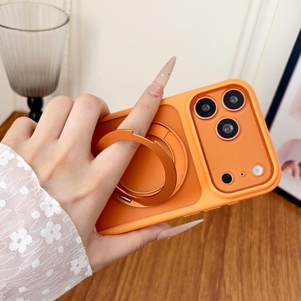 Fine hole skin feeling 360 rotating magnetic attraction is suitable for iPhone17promax bracket, mobile phone case, Apple 16 matte cover.