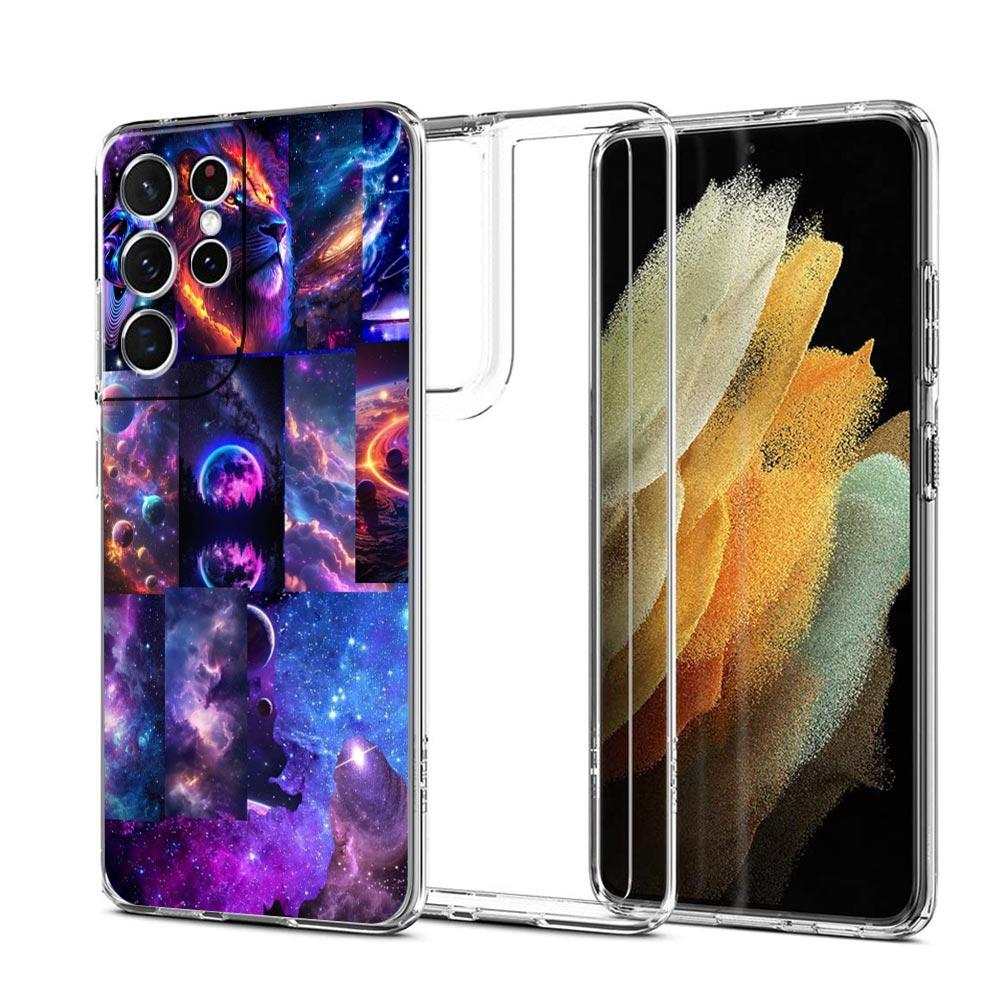 Transparent Phone Case Cover for Samsung Galaxy S25 S24 S23 S22 S20 S21 FE Ultra S25 Edge Plus 5G Capas Universe Starry Sky Moon
