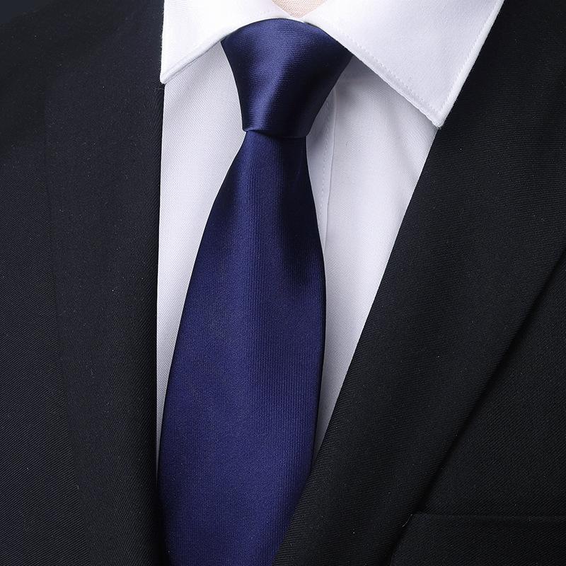 Men'S Blue Business Dress Tie Wedding Groom Work Korean Version Zipper-Style No-Beater Tie Gift Box