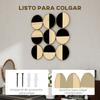 Decorative Geometric Wall Art Modern 3D Adornment 60x60 cm with Black Plastic Mirror and Natural Wood