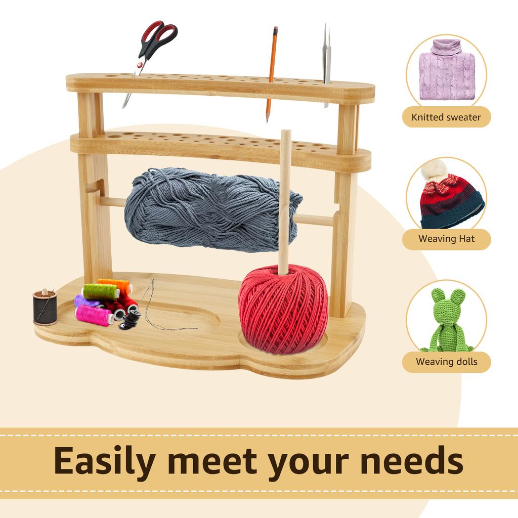 Wooden Yarn Holder Sturdy Yarn Rack Stand for Knitting Large Capacity Yarn Holder Easy to Install Yarn Rack Stand for Knitting