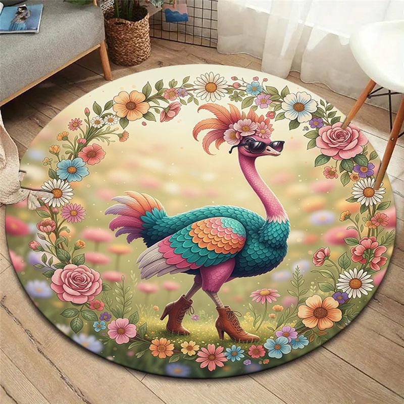 Colorfulbirds Round Area Rug,Carpet Rug for Living Room Bedroom Sofa Playroom Decor,Non Slip Floor Mat