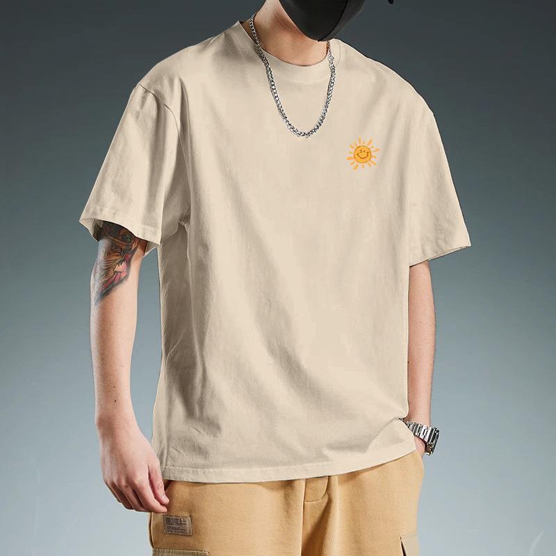 Simple T-shirt Men's Summer Trendy Printed Round Neck Shirt Cotton Short Sleeved Loose Trendy Breathable T-shirts