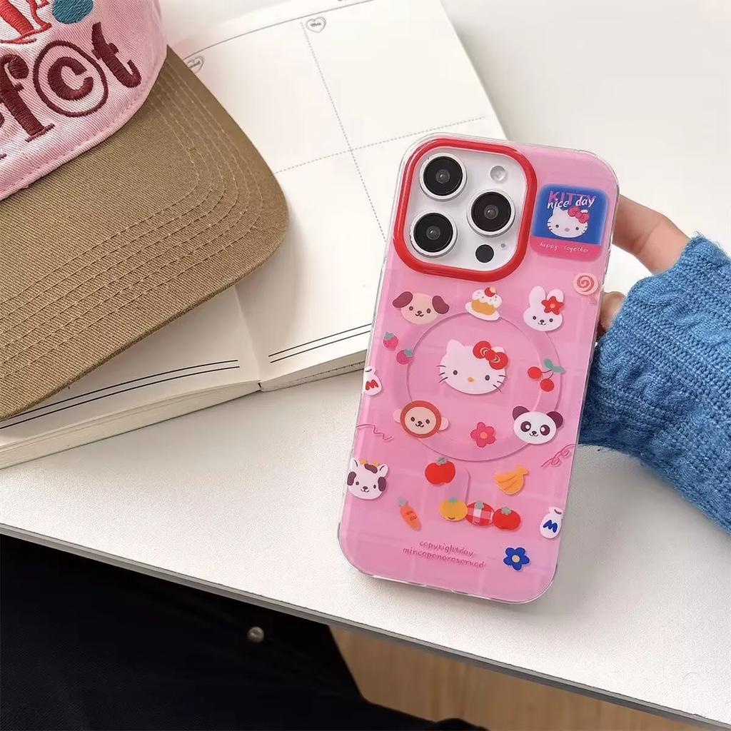 Magsafe Magnetic Charging Hello Kitty Shakeable Holder Cover For Iphone 17 Pro Max 17 Air 16 15 14 12 13 11 Pro Max 13 Mini Case