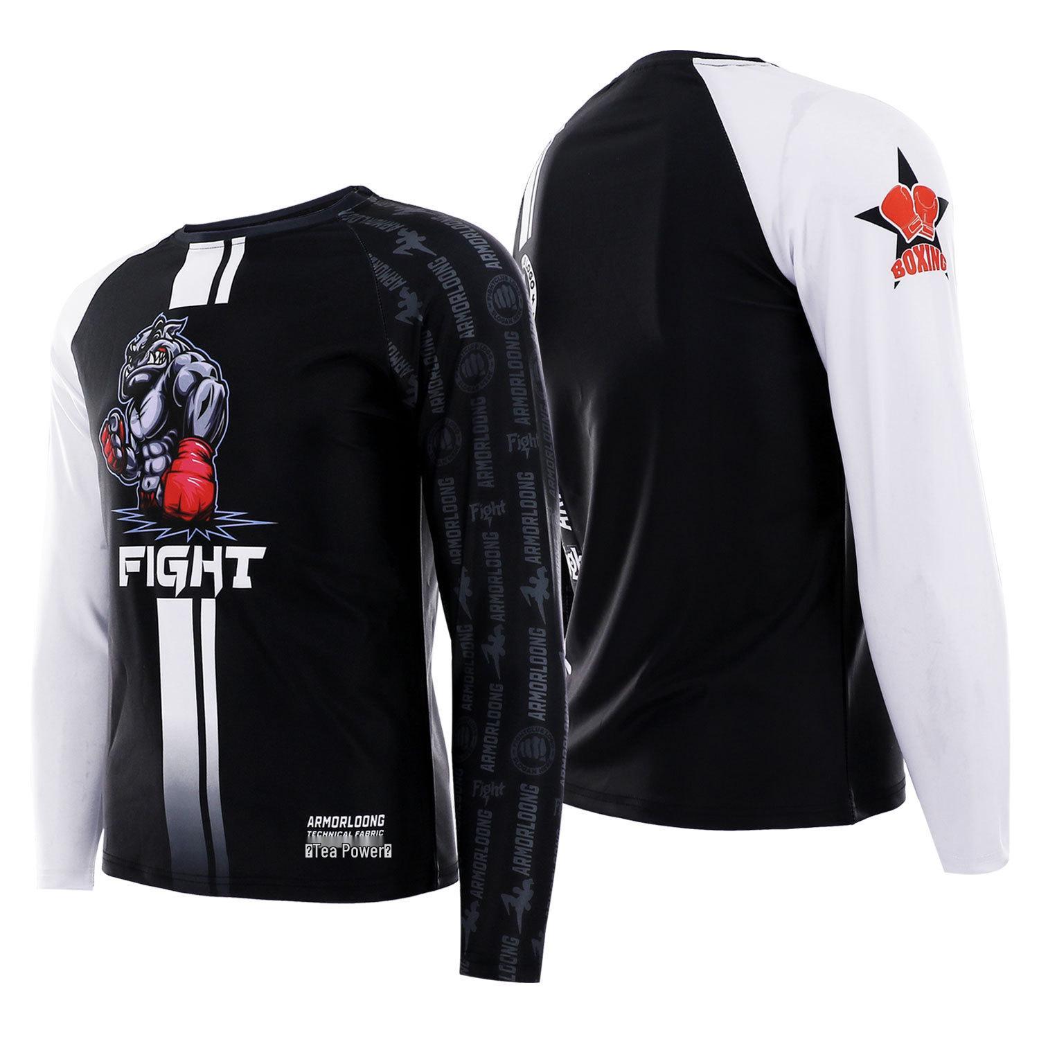 

Мужская компрессионная футболка с длинным рукавом для ММА, UFC, Джиу-джитсу, Ушу и Муай-тай XXL чёрный