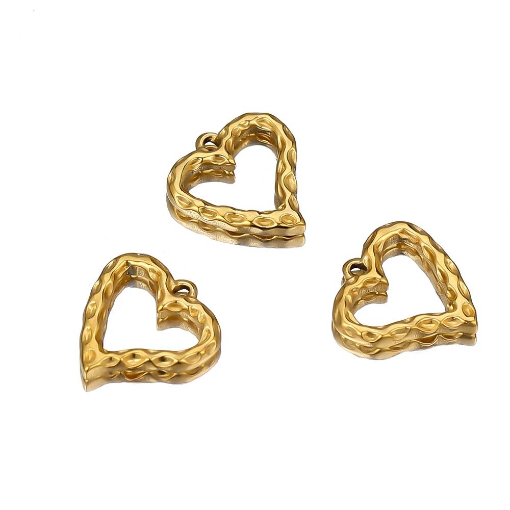 5pcs Gold Color Stainless Steel 20mm Heart Pendants Charms for DIY Jewelry Necklace Making Women Accessories Findings Wholesale