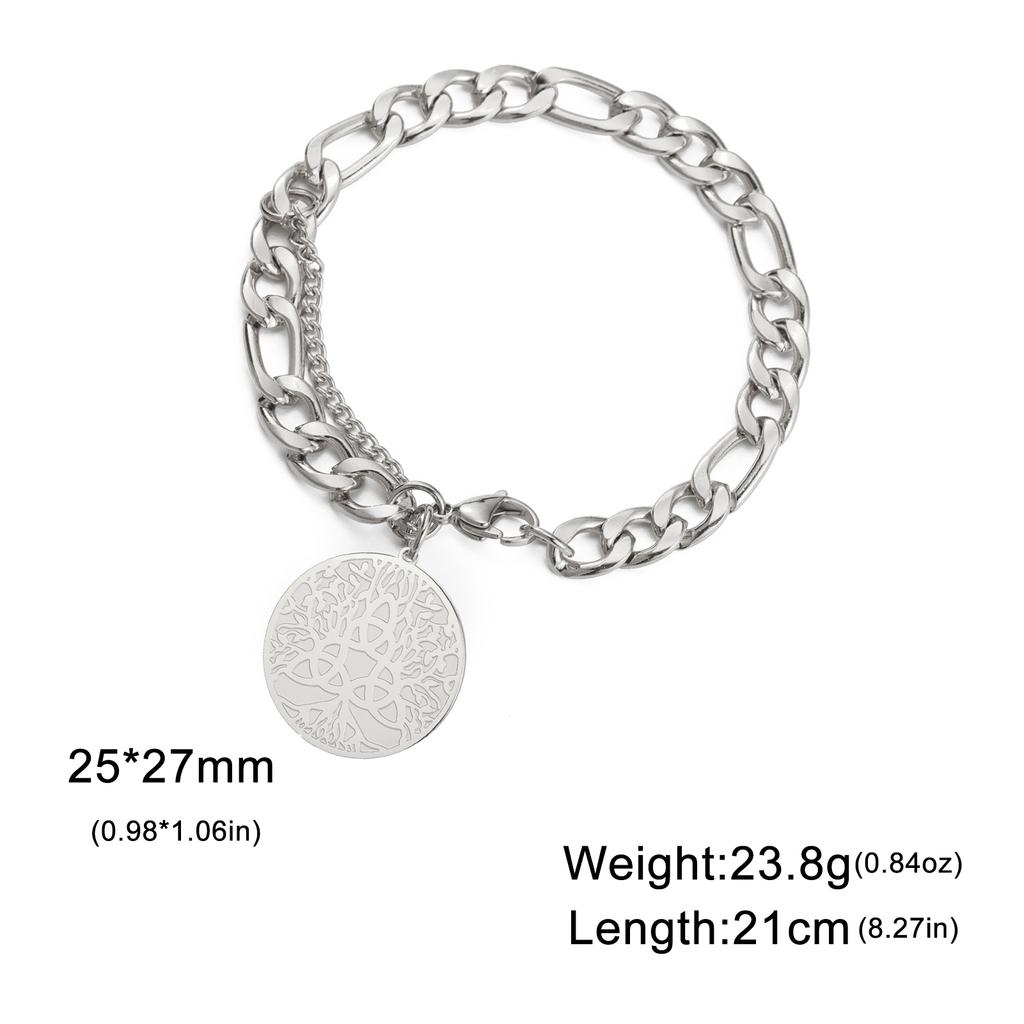 LIKGREAT Trinitätsknoten Lebensbaum Armband für Männer Frauen Edelstahl Halbmond Göttin Medaillon Anhänger Schmuck Geschenk