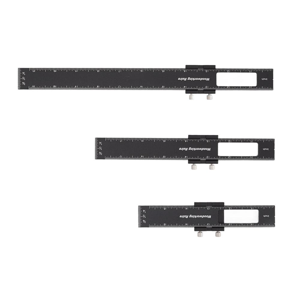 3 Pcs Woodworking Ruler Set Aluminium Alloy T Type Scribing Marking Measuring Ruler with Slide