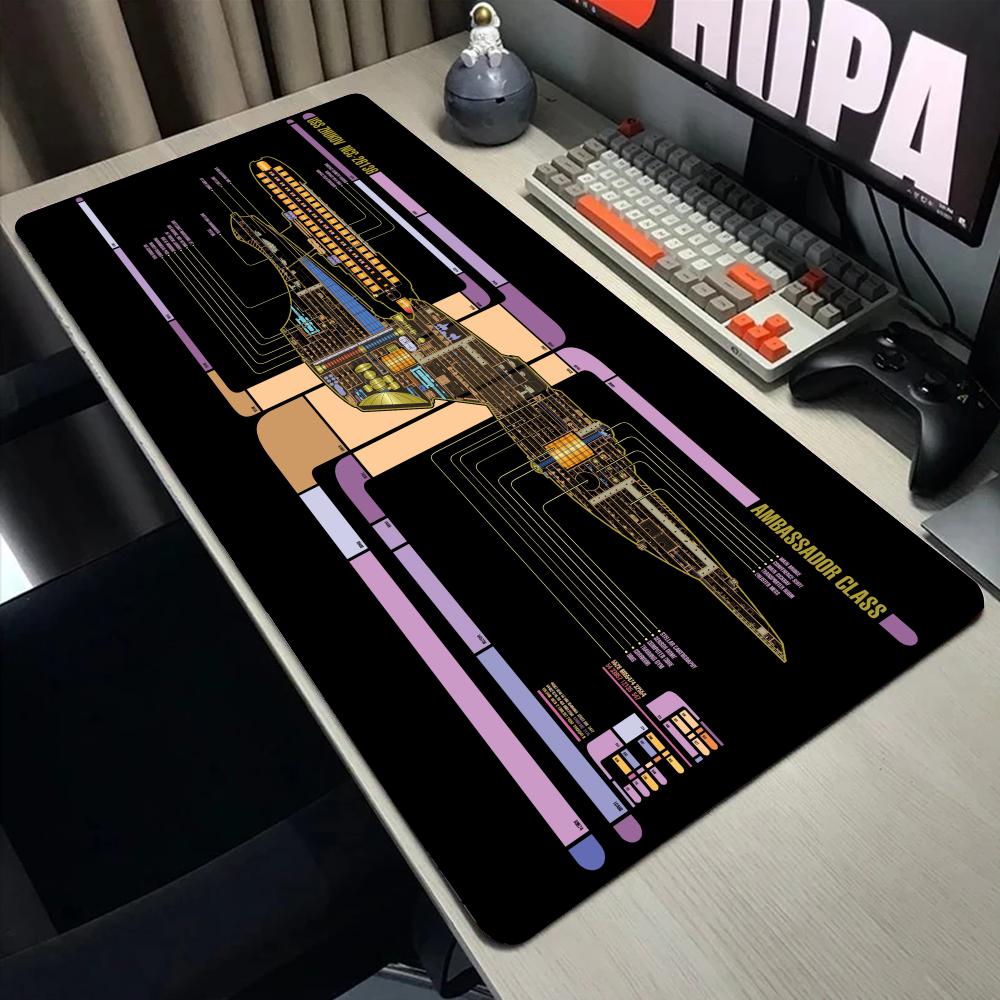 Large Starship Blueprint Pad Desk Pad Mouse Pad Gamer Computer Cabinet Star Trek Game Office Accessories Keyboard Anime Extended
