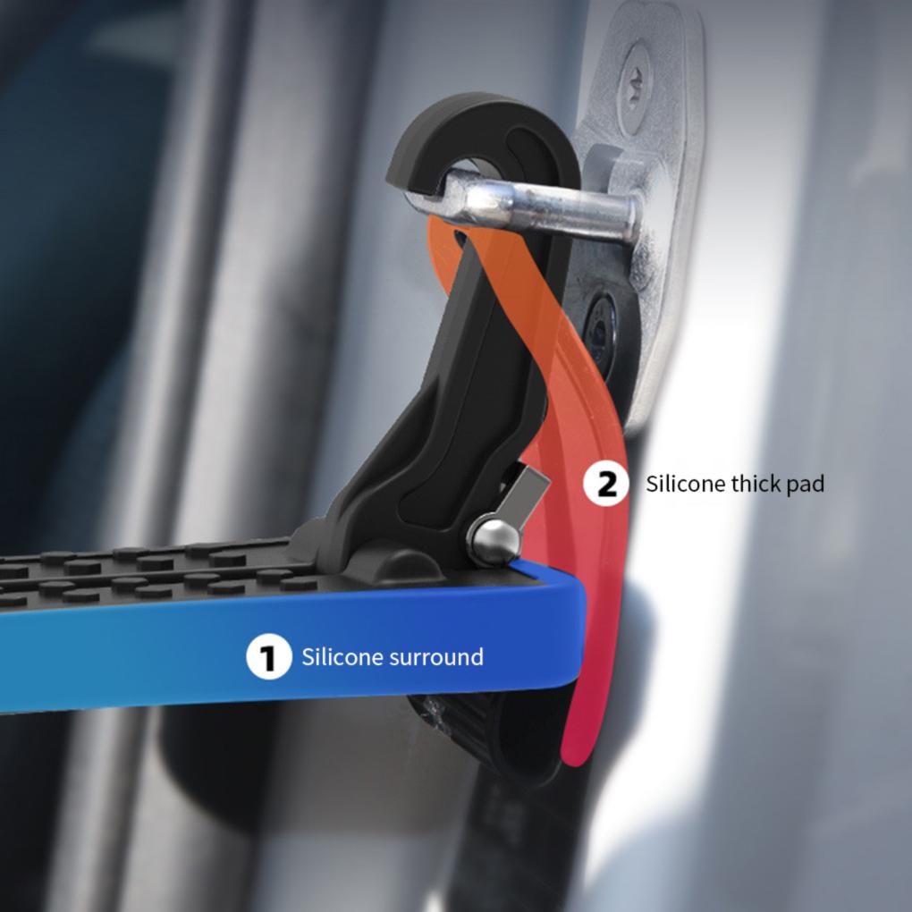 Universal Car Door Step Pedal Universal Auto Rooftop Luggage Ladder Hooked Foot Pegs Doorstep Safety Hammer Folding Car