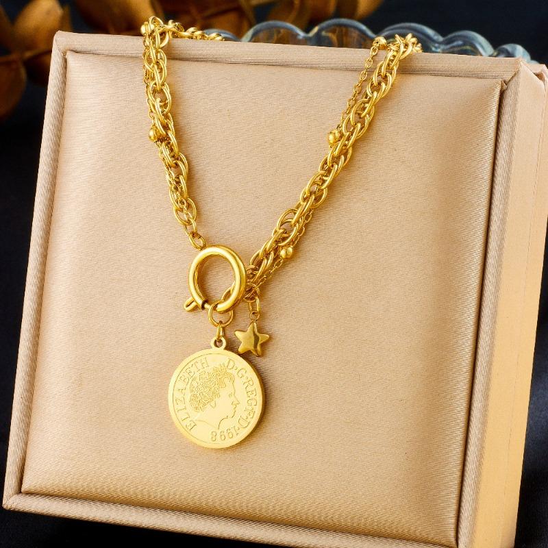 Set di Gioielli con Ciondolo Moneta d'Oro: Collana, Bracciale e Orecchini