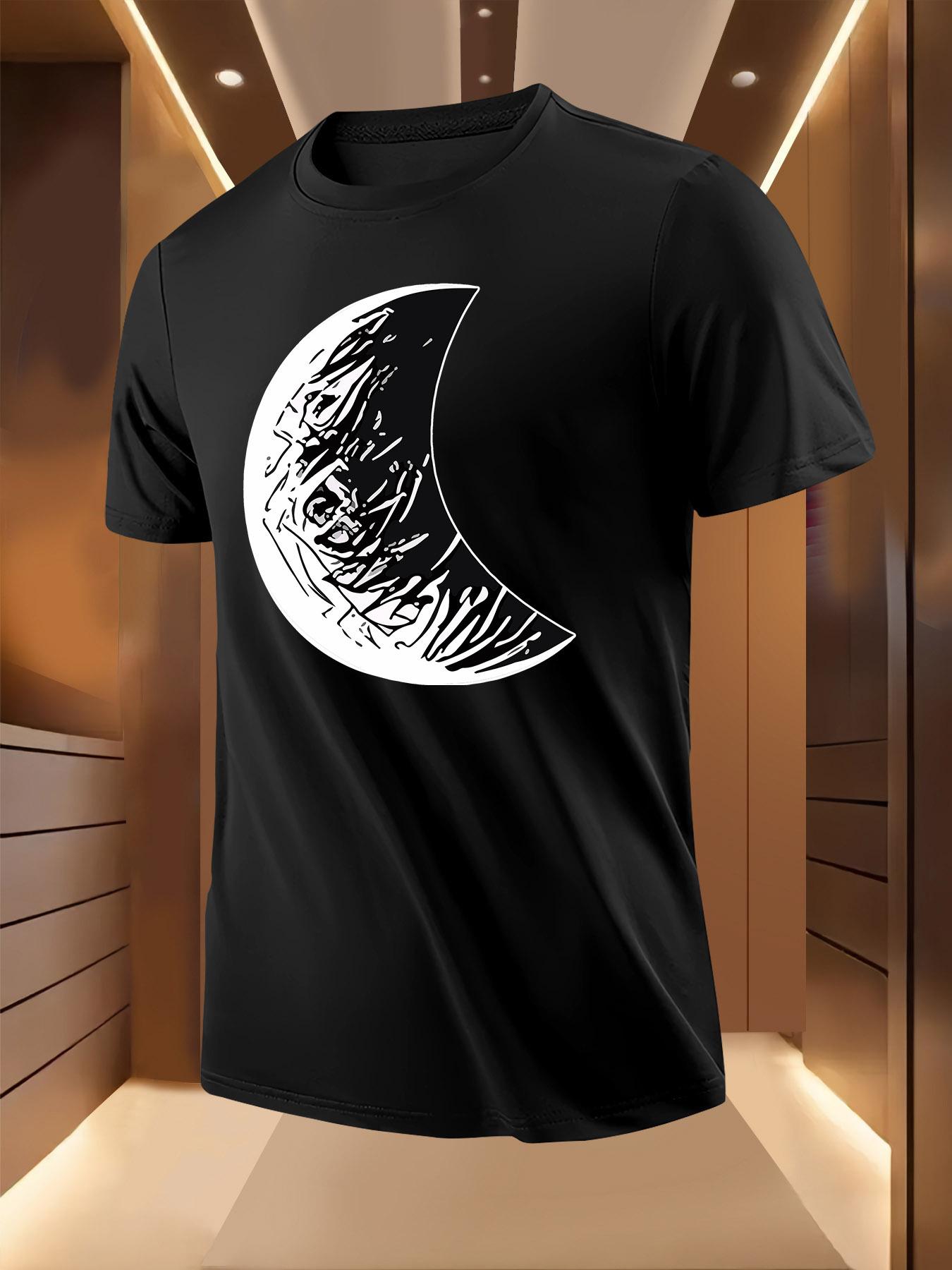 Summer Tshirt with Bold Moon Texture Print L
