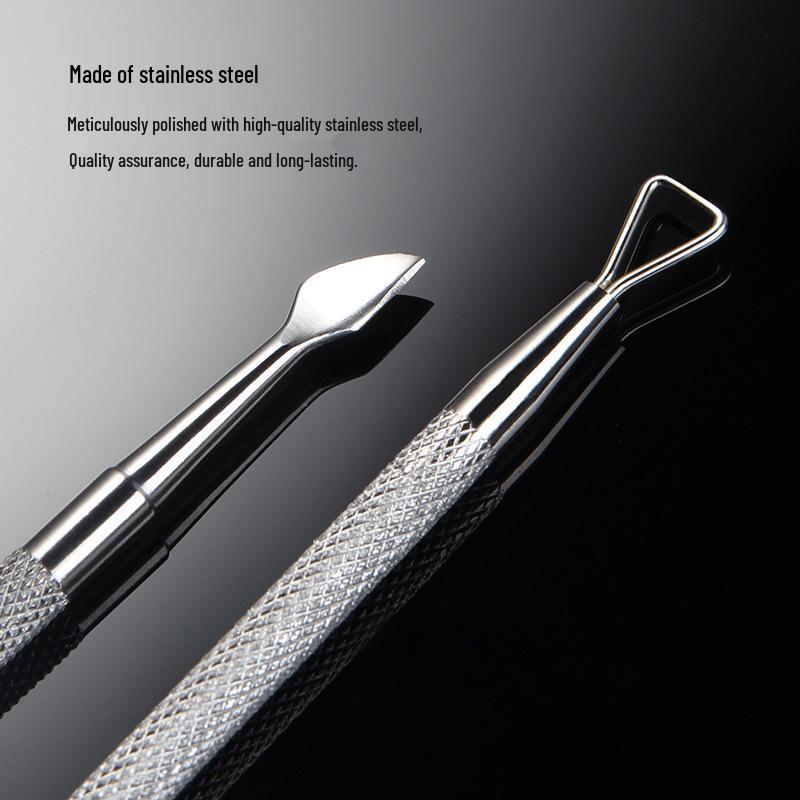 Nail Art Remover Tool: Double-Ended Steel Pusher & Cuticle Remover for Gel Polish