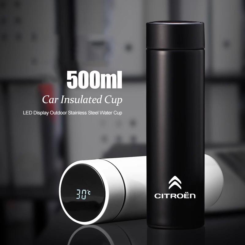 500ML Car Vacuum Cup Thermos Mug 304 Stainless Steel For Citroen e-C3 e-C4 X C5X C3 C4 Cactus Picasso C-Crosser C1 C-Elysee C2